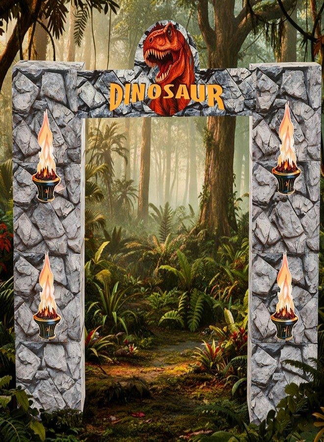 Saypacck 9 pcs Dinosaur Party Decorations 10 x 13.9 Inch Stone Cardboard Boxes with Banner Trunk or Treat Car Decor Dino Arch Props for Halloween Jungle Safari Party Birthday Baby Shower Backdrop - Image 3